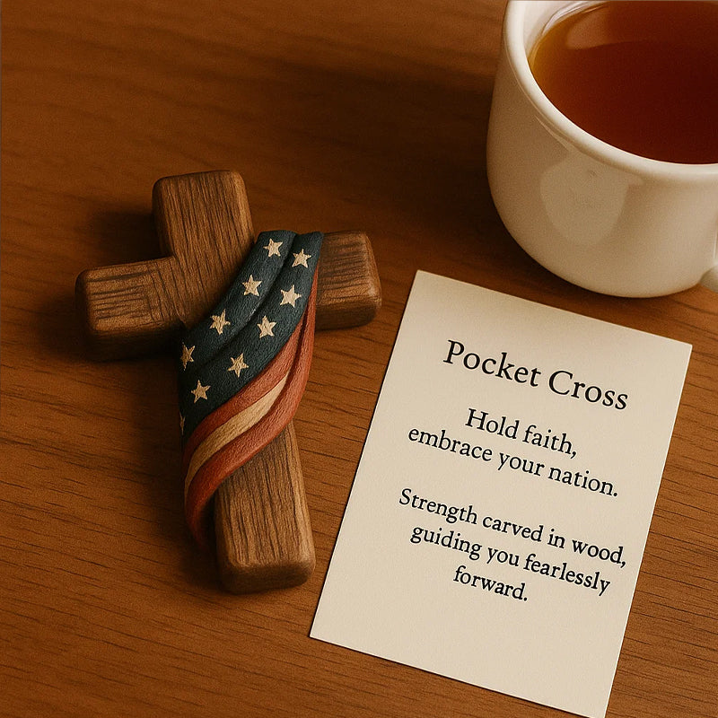 💕✝️Bönekort i trä med kors💯🪵Handskuren 3D-present till dina nära och kära!