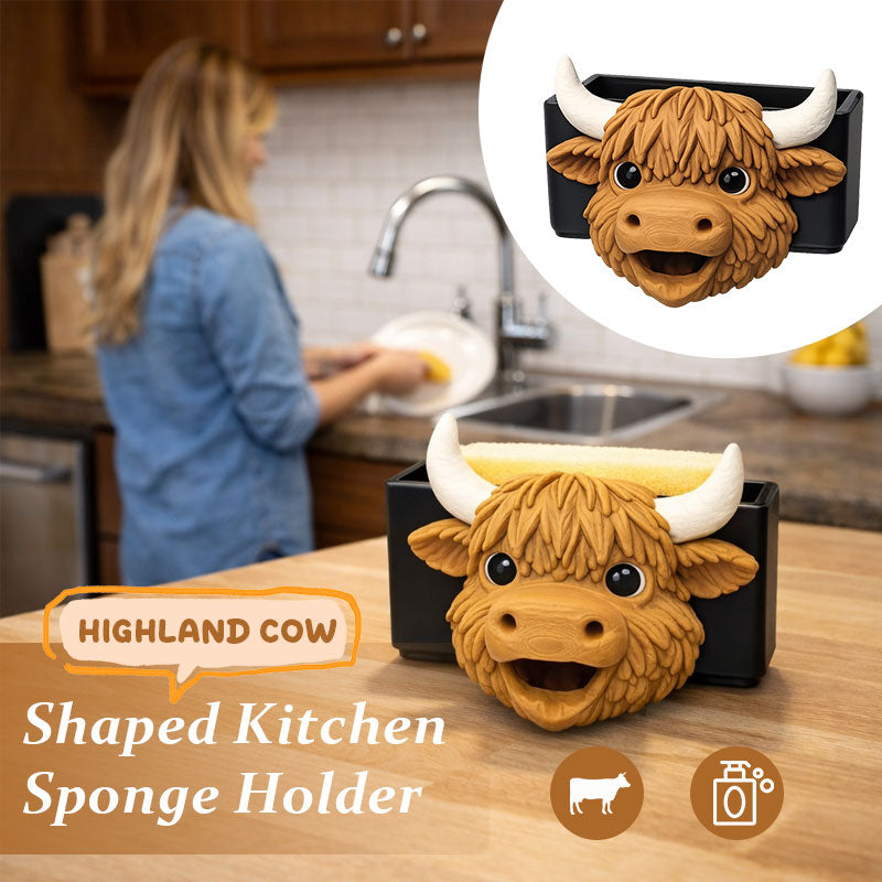 Highland Cow-Shaped Kitchen Sponge Holder