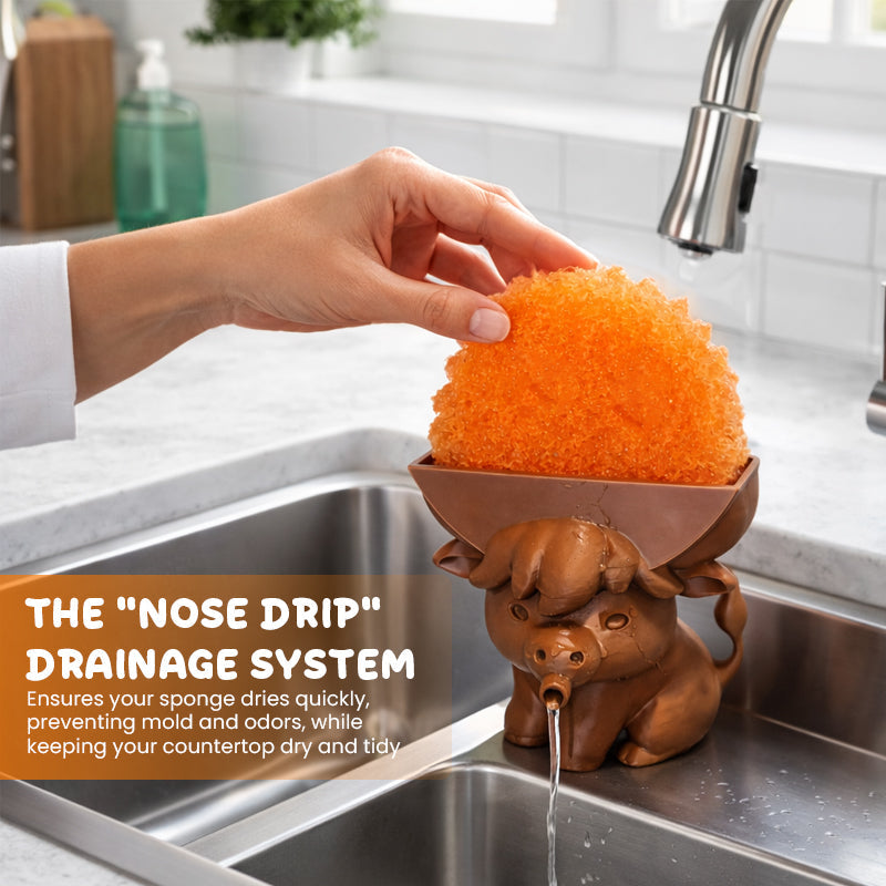 The Highland "Moo" Sponge Holder: Your Kitchen's Cutest Helper🐮✨