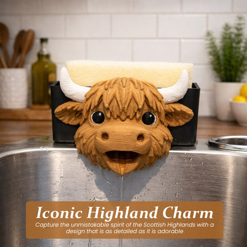 Highland Cow-Shaped Kitchen Sponge Holder