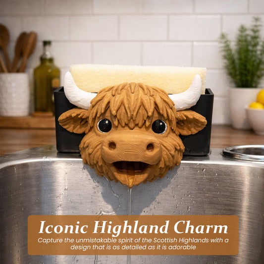 Highland Cow-Shaped Kitchen Sponge Holder