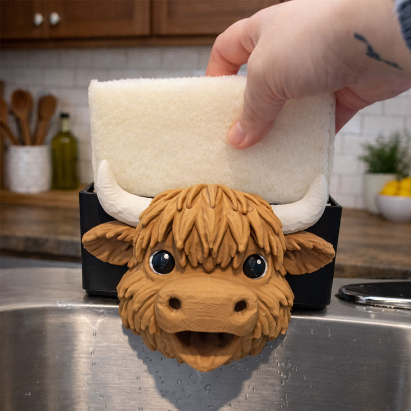 Highland Cow-Shaped Kitchen Sponge Holder