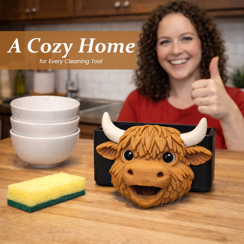 Highland Cow-Shaped Kitchen Sponge Holder