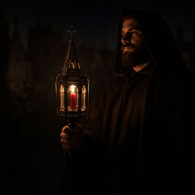 19th Century Antique-Style Hanging Lantern – Vintage Candle Light with Gothic Charm