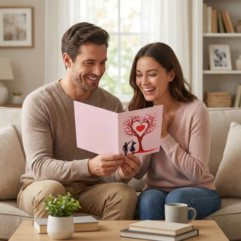 Romantic "Dancing Under the Heart Tree" 3D Greeting Card