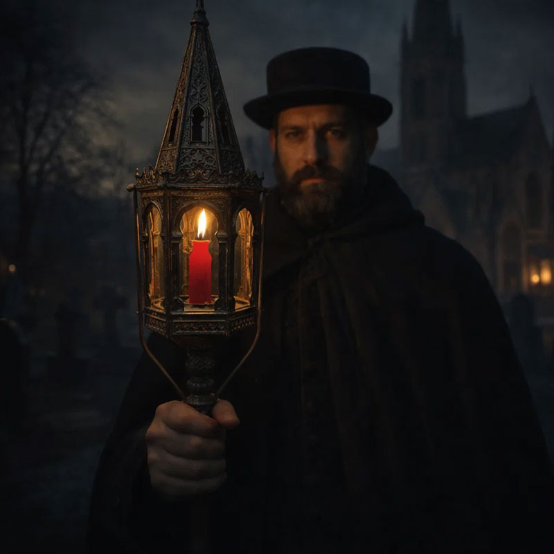 19th Century Antique-Style Hanging Lantern – Vintage Candle Light with Gothic Charm